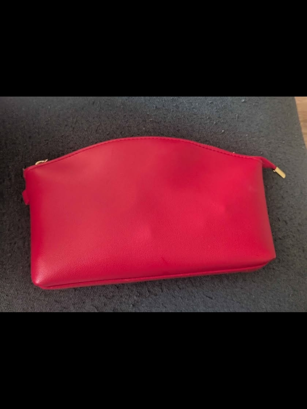 Red Women's Zip Cosmetic Makeup Pouch Bag With Gold Zipper- Sleek Everyday Carry